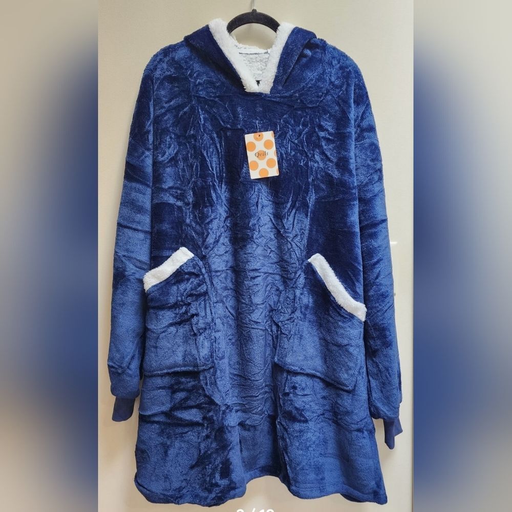 NEW Unisex Oversized Wearable Blanket Hoodie Sherpa Lined - Picture 2 of 10